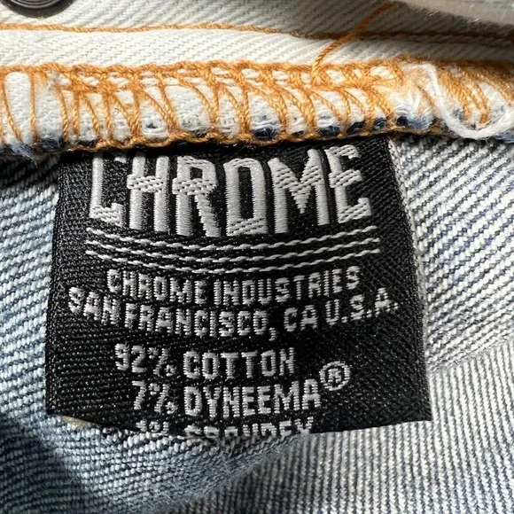 Chrome Industries Jeans Mens 32x29 Blue Tapered Cone Denim Button Fly Made USA - Picture 5 of 7